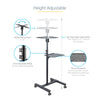 StarTech.com Mobile Projector and Laptop Stand/Cart - Heavy Duty Portable Projector Stand (2 Shelves, hold 22lb/10kg each) - Height Adjustable Rolling Presentation Cart w/Lockable Wheels