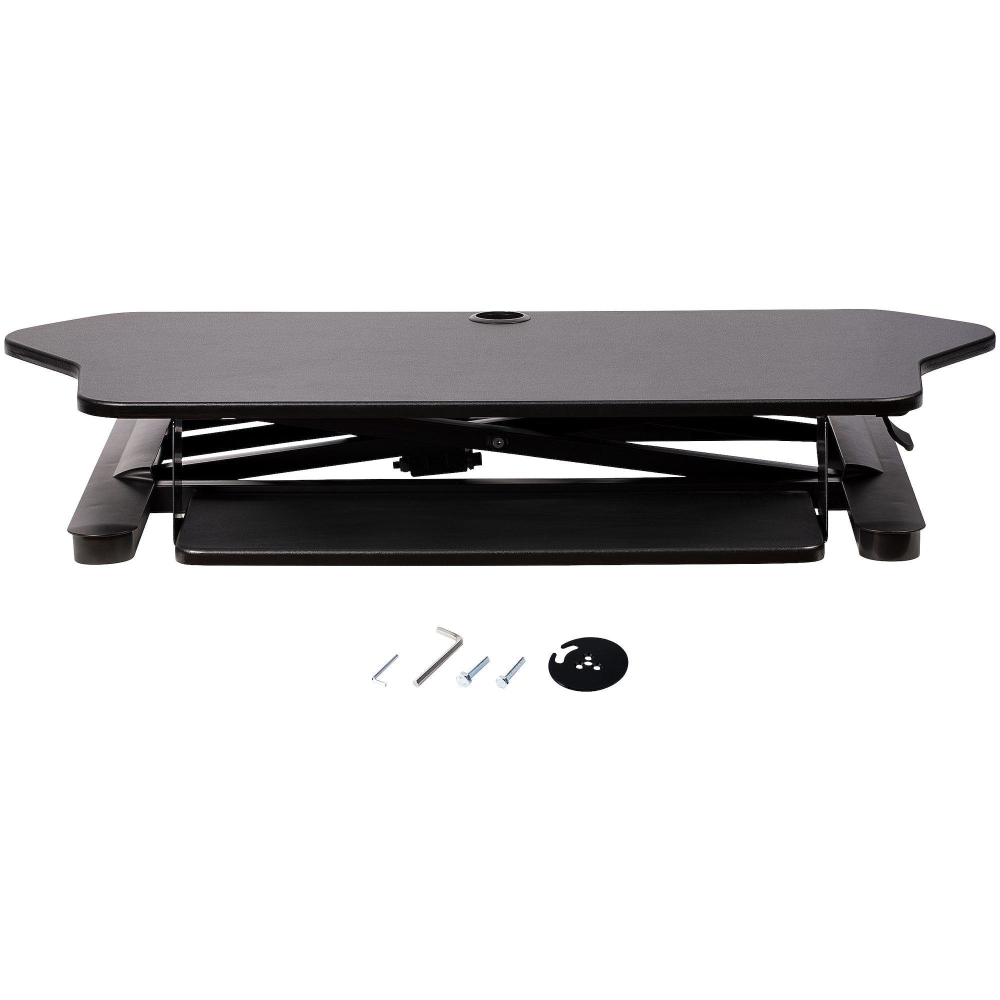 StarTech.com Corner Sit Stand Desk Converter with Keyboard Tray - Large Surface (35" x 21") - Height Adjustable Ergonomic Desktop/Tabletop Standing Workstation - Supports Dual Monitors