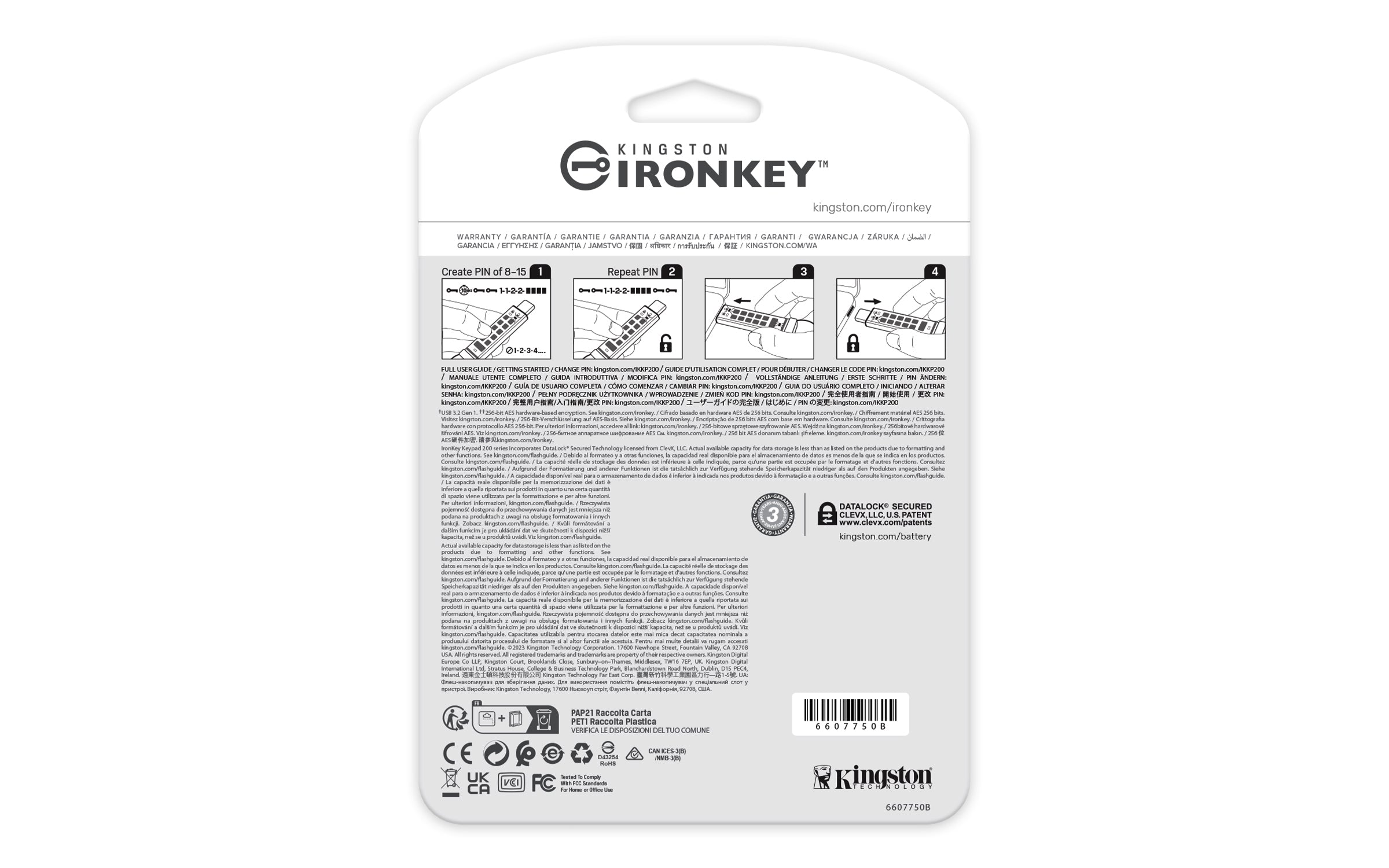 Kingston Technology IronKey 64GB USB-C Keypad 200C, FIPS 140-3 Lvl 3 (Pending) AES-256