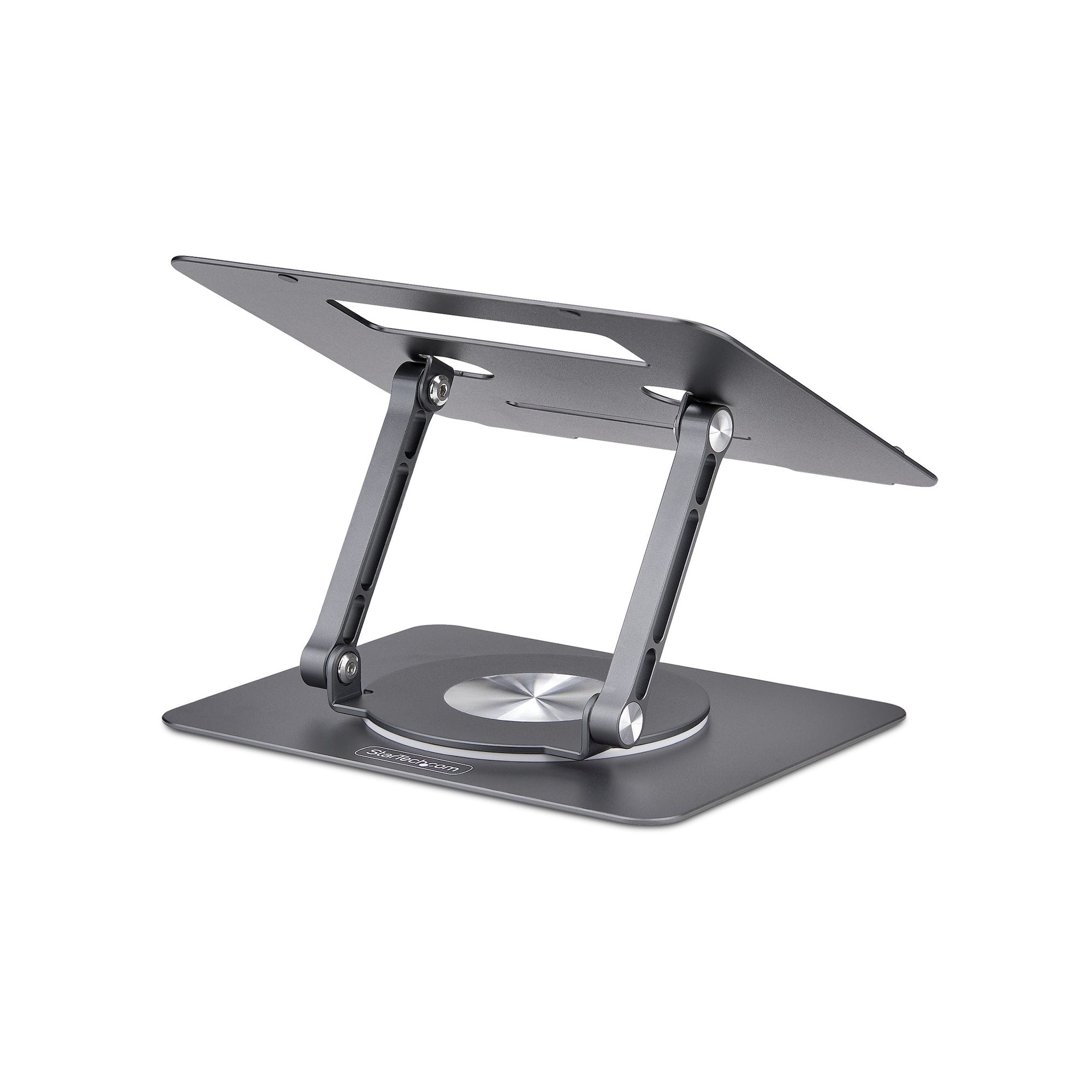StarTech.com Rotating Laptop Stand, 360 Swivel, Ergonomic Desk Riser for Computer, Elevated Tray w/ Adjustable Tilt, Max 11lb/5kg, Aluminum Build, Portable Design