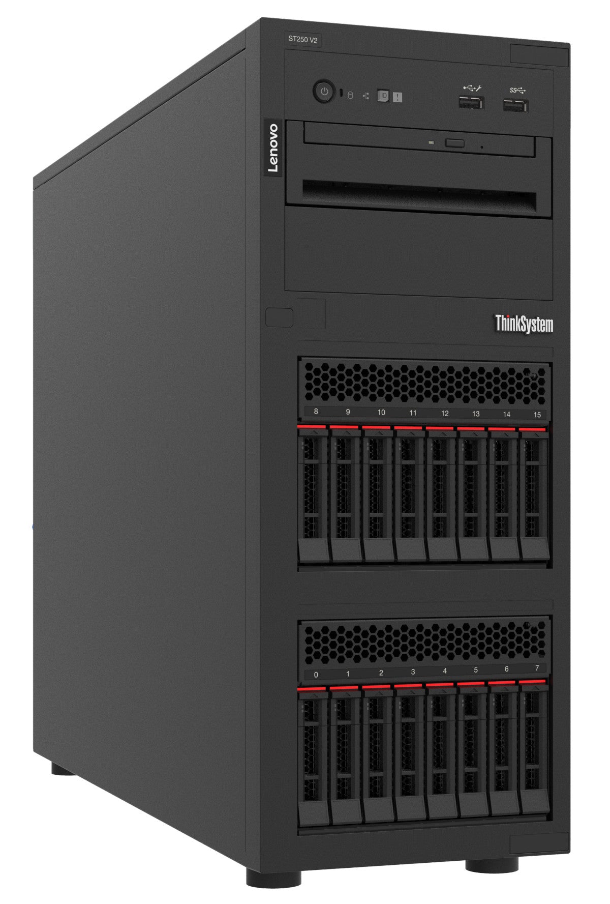 Lenovo ThinkSystem ST250 V2 server 0 GB Tower Intel Xeon E E-2324G 3.1 GHz 16 GB DDR4-SDRAM 550 W