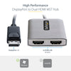 StarTech.com DP to Dual HDMI MST HUB - Dual HDMI 4K 60Hz - DisplayPort Multi Monitor Adapter with 1ft / 30cm cable - DP 1.4 Multi Stream Transport Hub, DSC | HBR3 - DP to HDMI Splitter