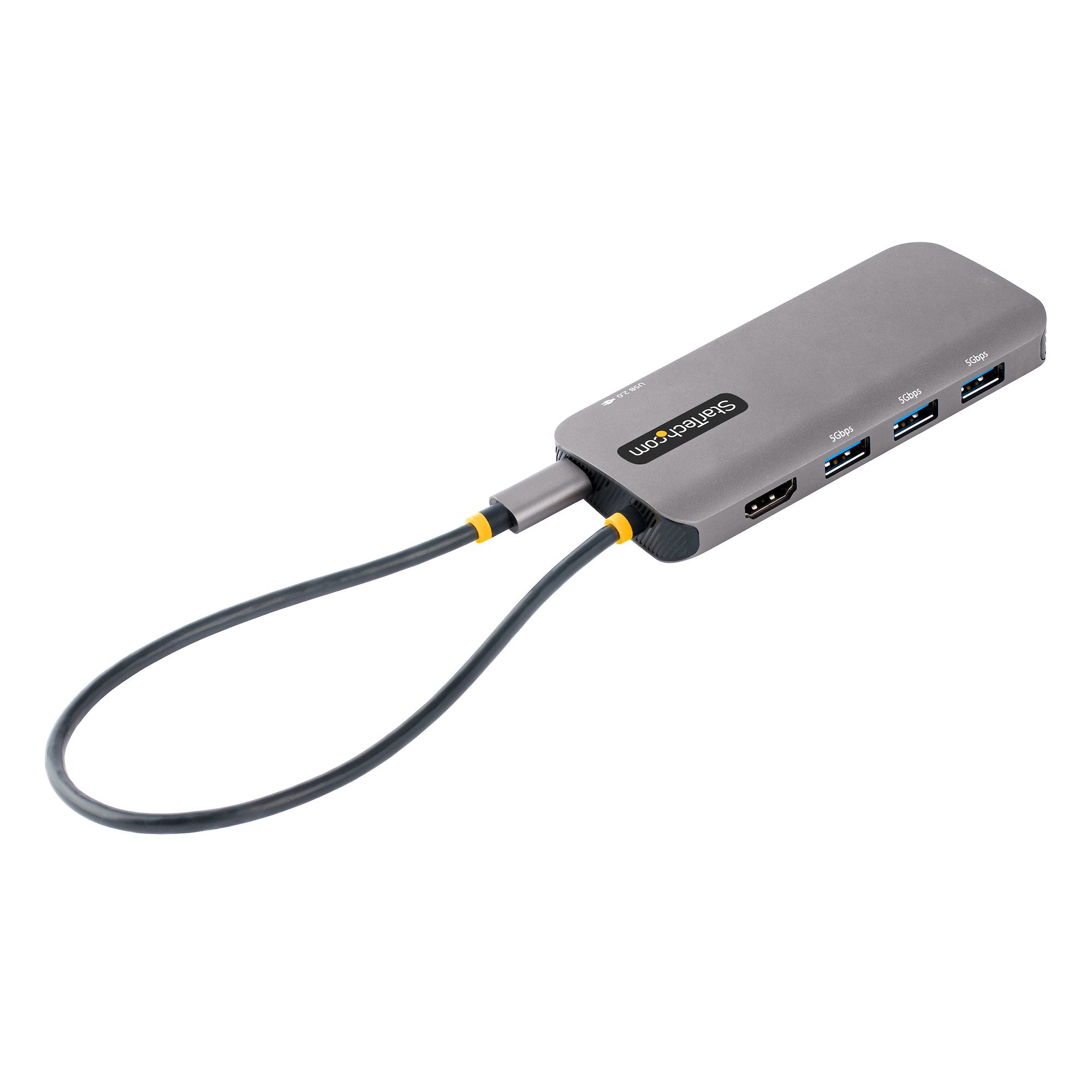 StarTech.com USB C Multiport Adapter, 4K 60Hz HDMI Video, 3 Port 5Gbps USB Hub, 100W Power Delivery Pass-Through, GbE, 12"/30cm Cable, Mini Travel Dock, Laptop Docking Station