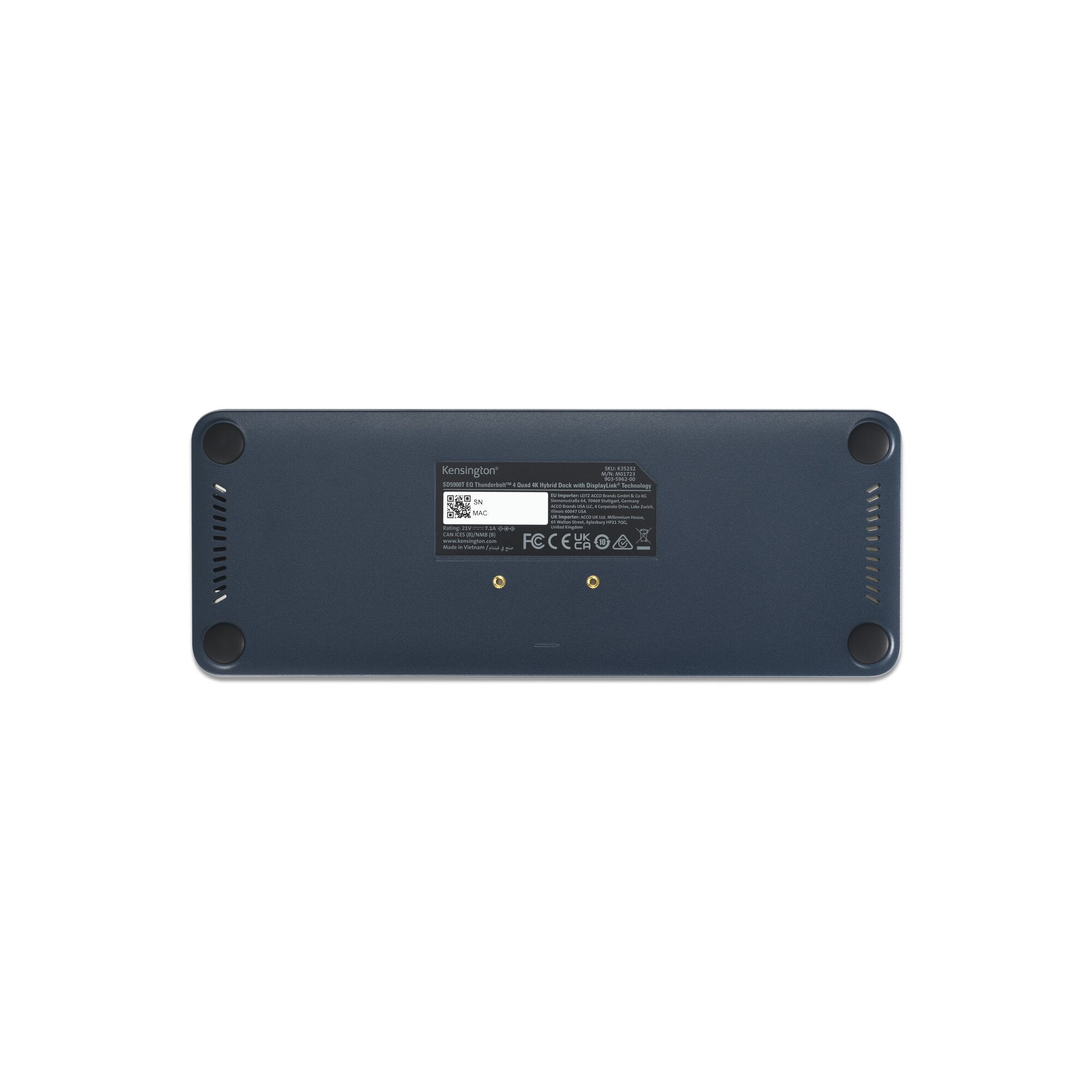 Kensington EQ Thunderbolt 4 Quad 4K 40Gbps Dock with DisplayLink Technology Ã¢â‚¬â€œ Midnight Blue