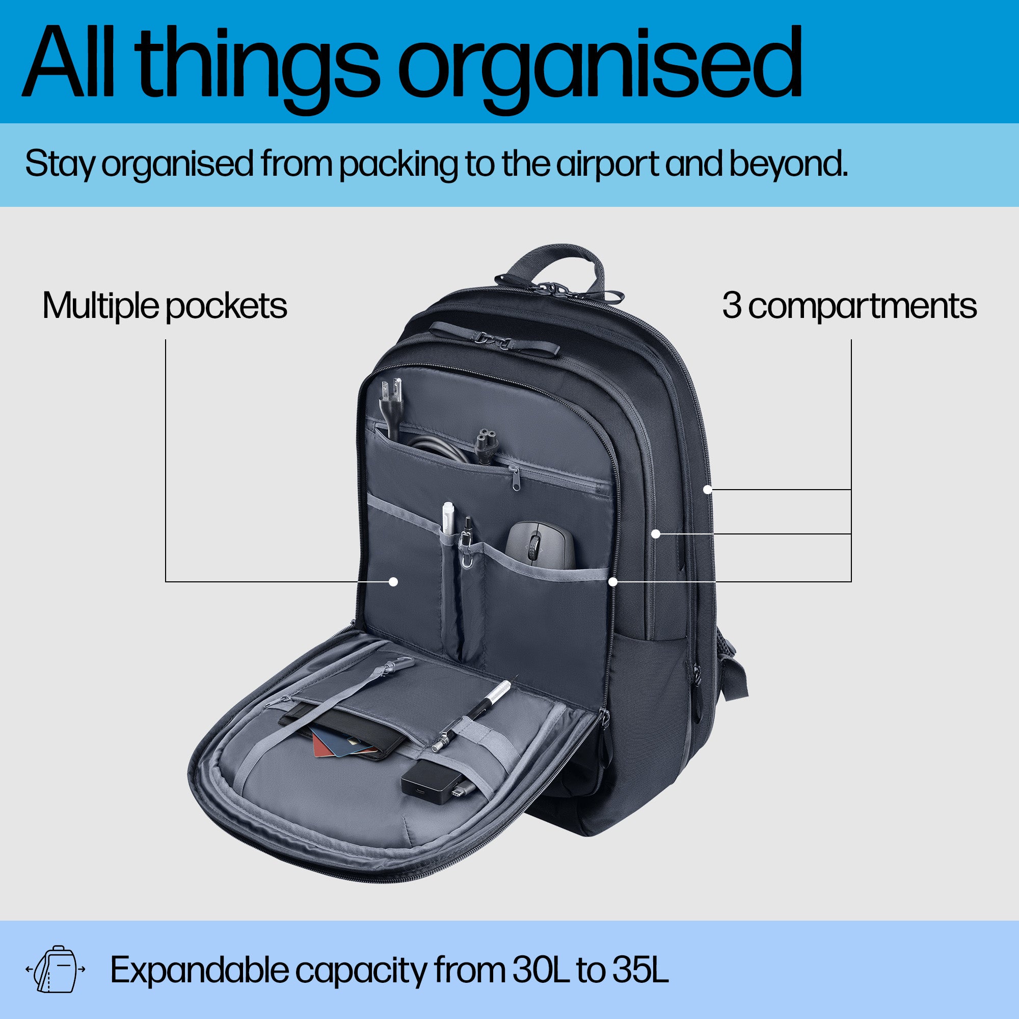 HP Travel Plus 30L 17-inch Laptop Backpack