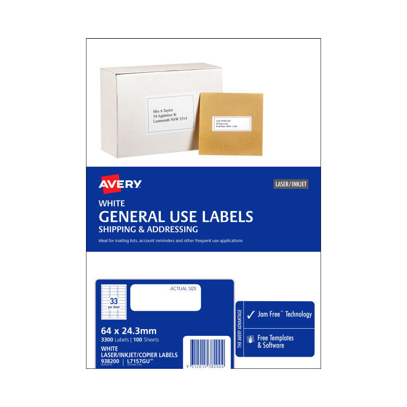 AV Gen Lbl L7157GU 33Up Pk100