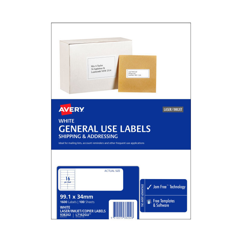 AV Gen Lbl L7162GU 16Up Pk100