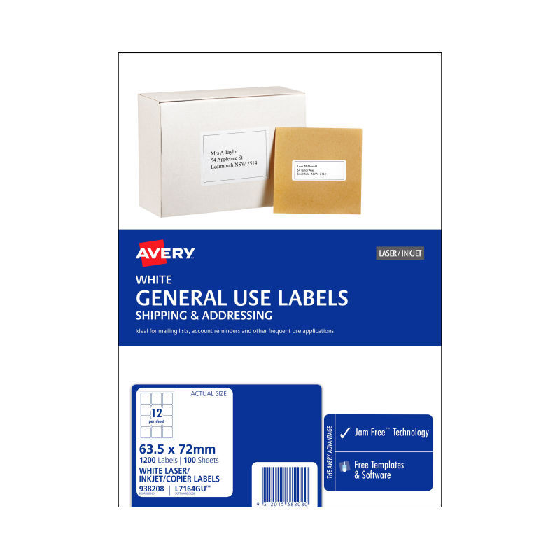 AV Gen Lbl L7164GU 12Up Pk100