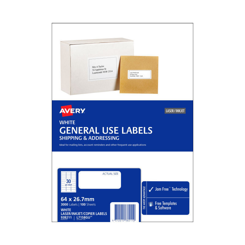 AV Gen Lbl L7158GU 30Up Pk100