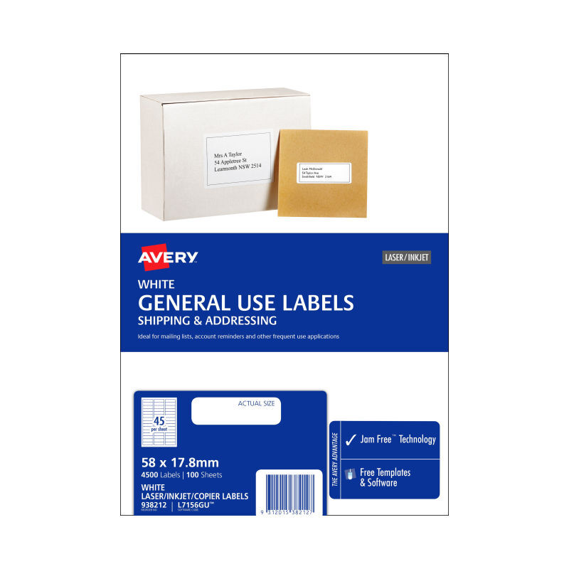 AV Gen Lbl L7516GU 45Up Pk100