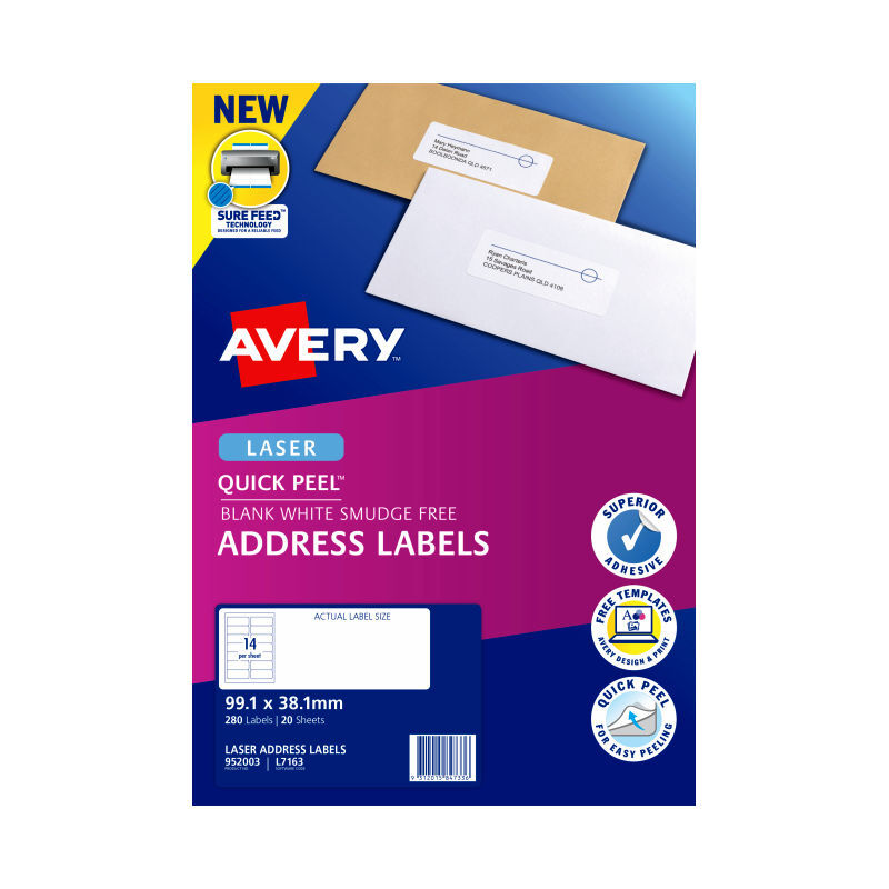 AV Laser Lbl L7163 14Up Pk20