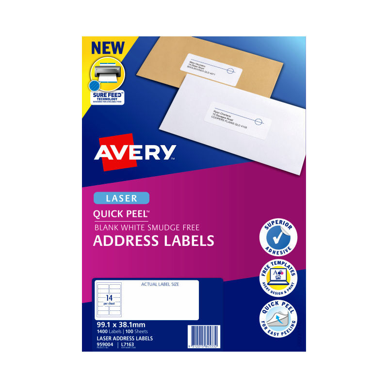 AV Laser Label QP L7163 14Up Pk100