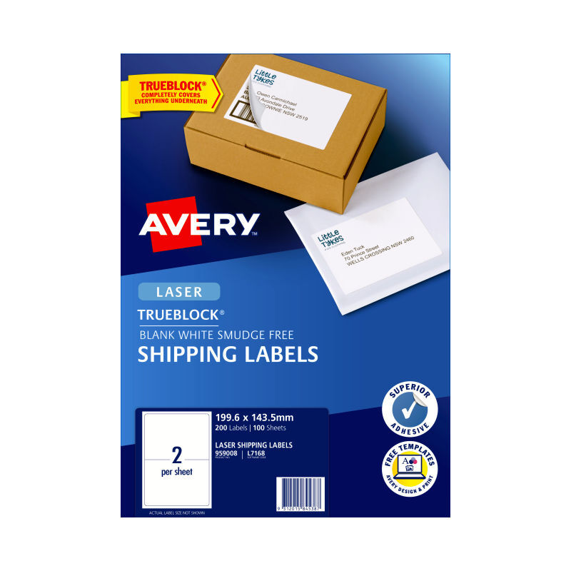 Avery Laser Label L7168 2Up Pk100
