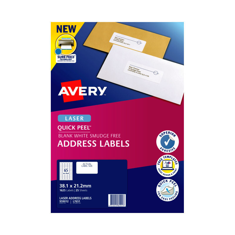 AV Laser Lbl L7651 65Up Pk25