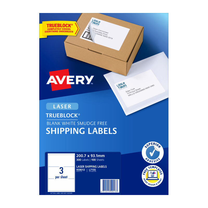 AV Laser Label L7155 3Up Pk100