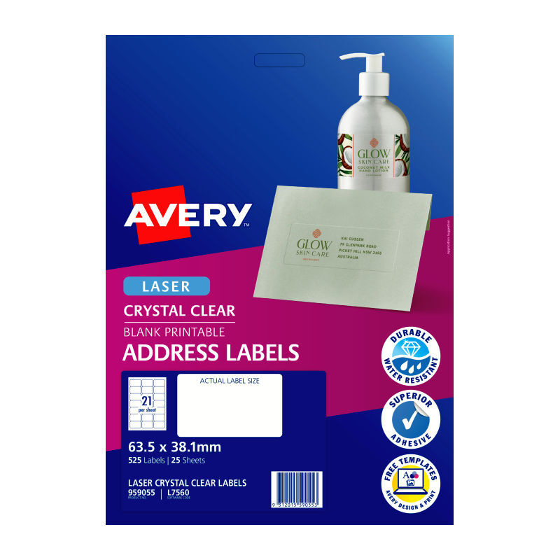 Avery Lbl Clr L7560 21Up Pk25
