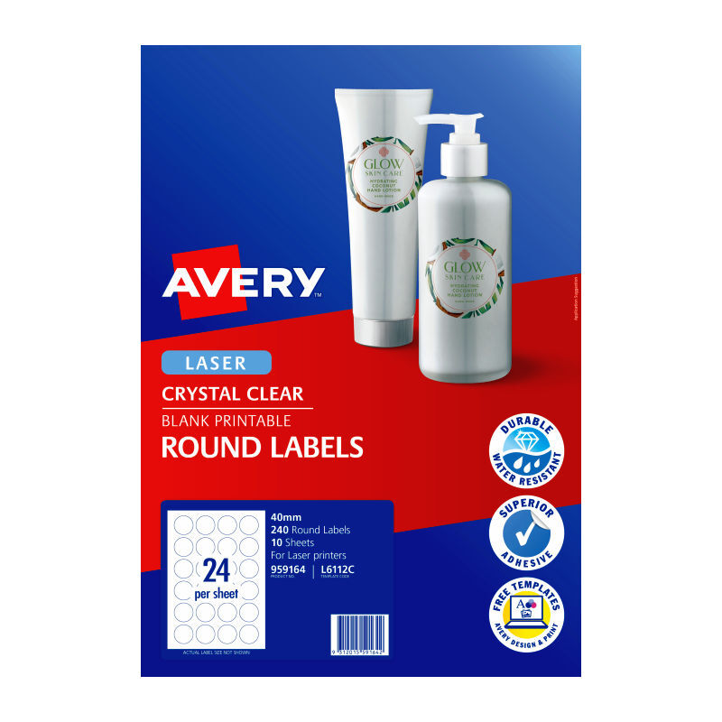 AV Laser Lbl Rd Clr 40mm Pk240