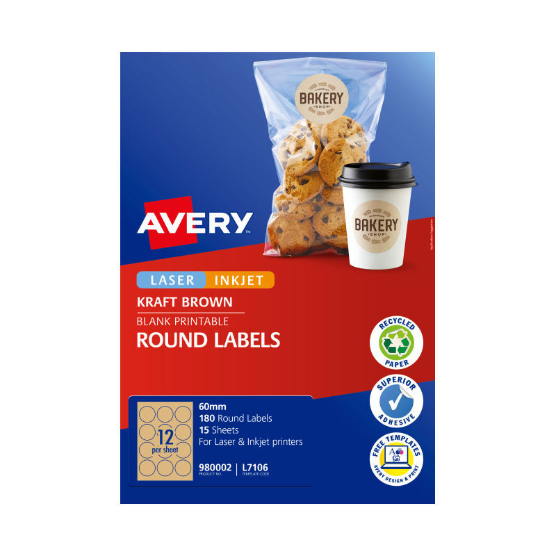 AV Lbl Rd Brn 60mm 12Up Pk15
