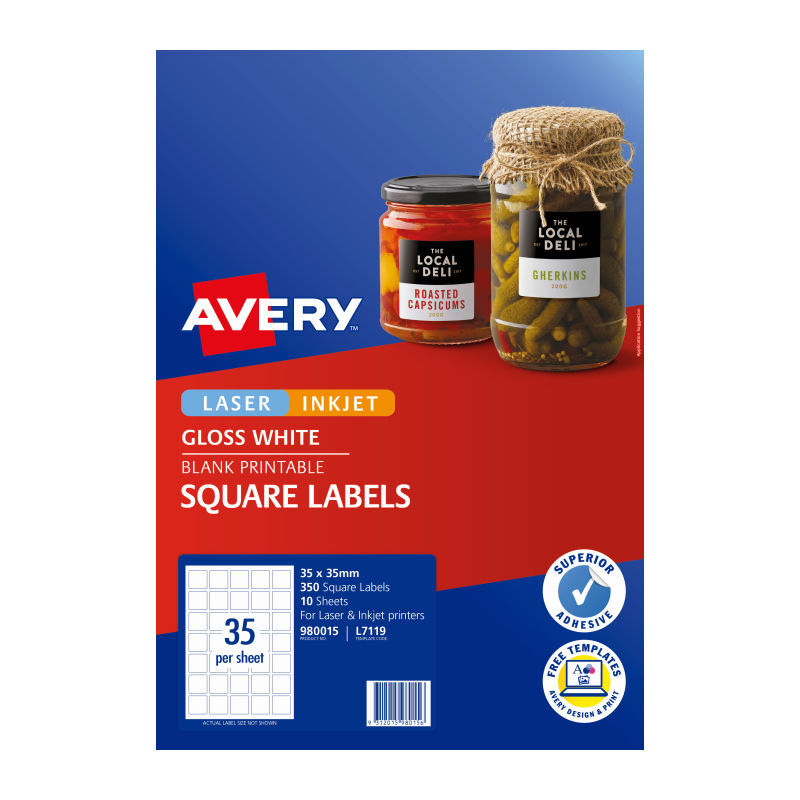 AV Lbl Sq Gls Wht L7119 Pk350