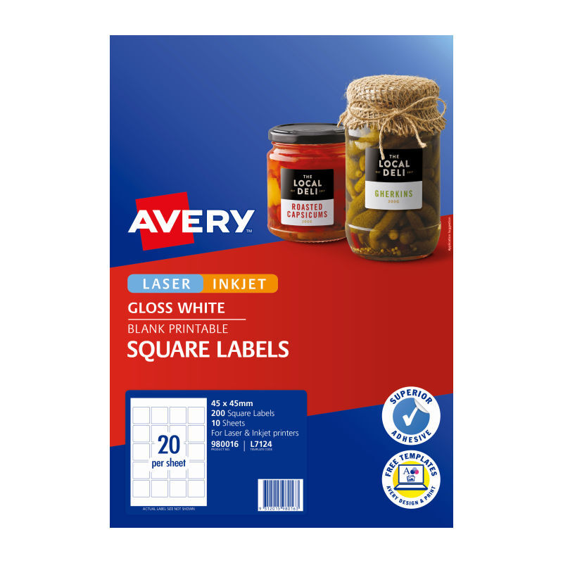 AV Lbl Square L7124 20Up Pk10