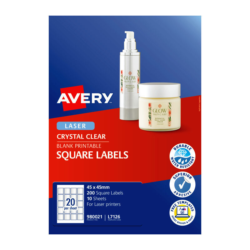 AV Laser Label Sq L7126 20Up Pk20