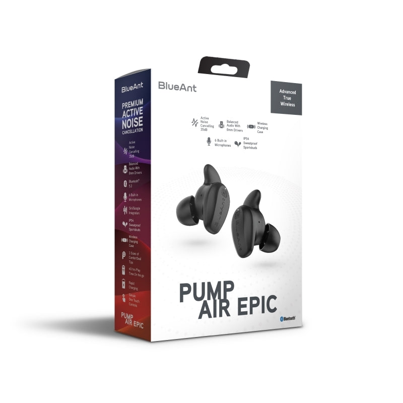 BlueAnt Pump Air EPIC True Wireless Earbuds - Black