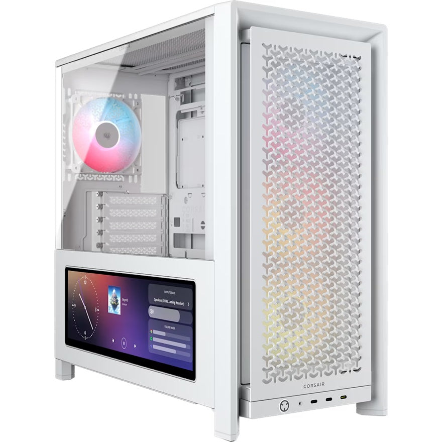 Corsair FRAME 4000D LCD RS ARGB Premium Mid-Tower PC Case- White, ATX/mATX/ITX/E-ATX, 486x490x239mm, 430mm GPU, 360mm rad, tempered glass
