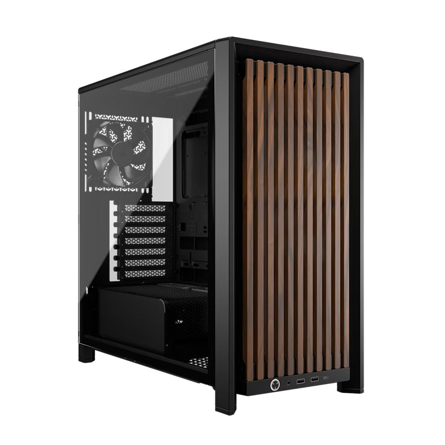 Corsair FRAME 4000D WOOD RS Modular Mid-Tower PC Case - White/Walnut, E-ATX ATX mATX ITX, TG wood, 430mm GPU, 170mm CPU, 360mm rad, USB-C, vert GPU