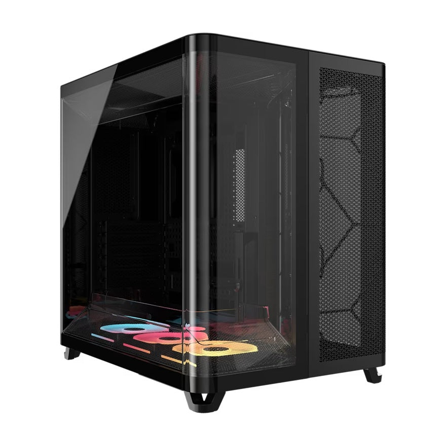 Corsair AIR 5400 LX-R RGB iCUE LINK Triple Chamber Mid-Tower PC Case - Black; ATX/E-ATX; 467x470x340mm; TG; 360GPU; 180CPU; 360RAD; USB-C