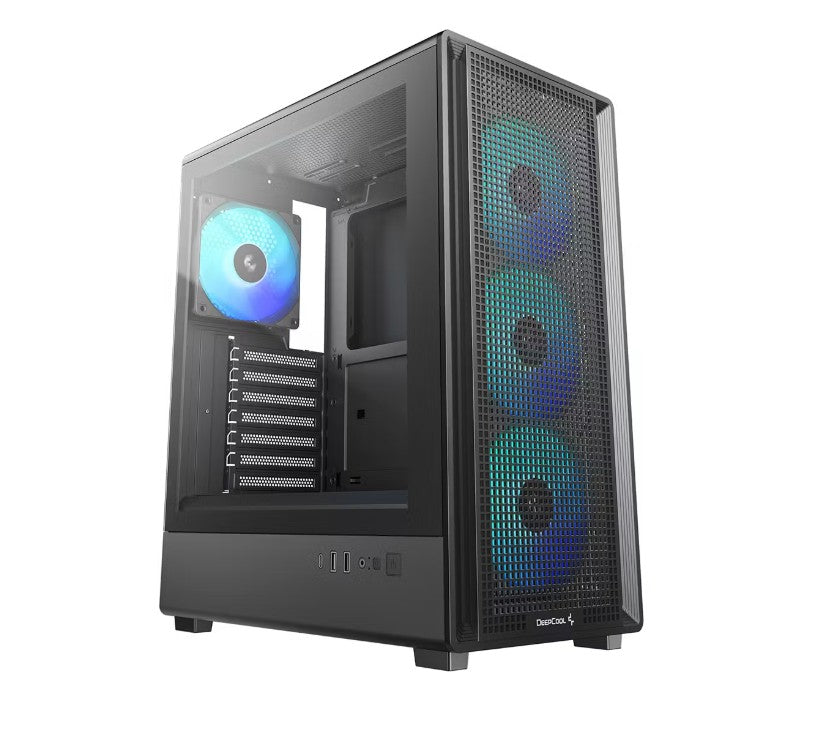 DeepCool CC550 4F High Airflow Mid Tower ATX Case, 4 Pre-Installed Fans, USB3.0 x1,USB2.0 x1,Type-C x1,Audio x1