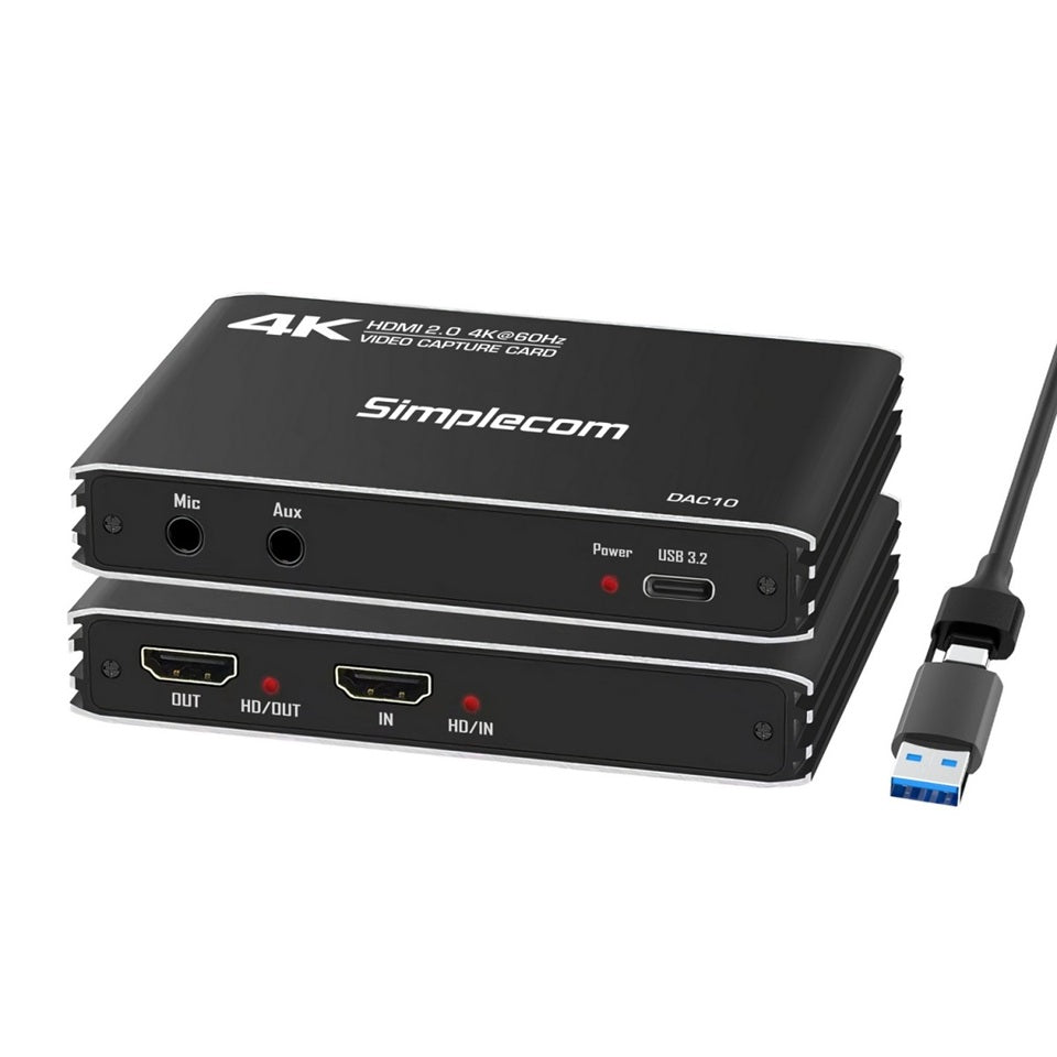 (LS)Simplecom DAC10 HDMI 2.0 to USB 4K@60hz Video Capture Card Stream and Record in 4K 60FPS