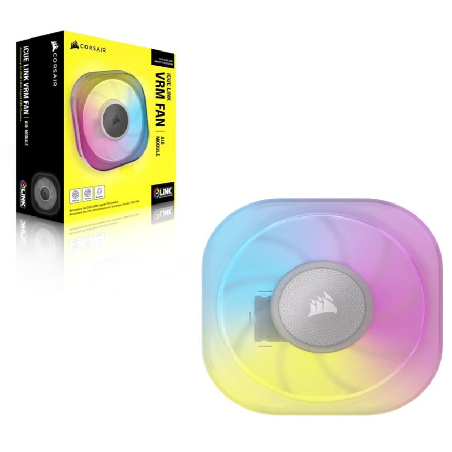 Corsair iCUE LINK CapSwap Module – VRM Fan – White – 70×70×15 mm, 3000 RPM, 20.5 CFM, 2.4 mm‑H₂O, 78×78×37 mm, 0.155 kg, digital control, 2 yr wty