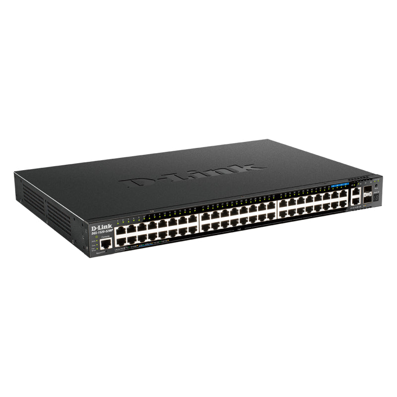 D-Link 52-Port Gigabit Smart Managed Stackable PoE+ Layer 3 Switch with 4 10Gb Ports