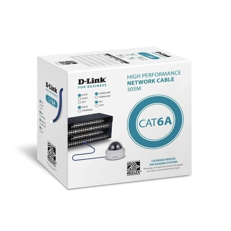 D-Link Cat6A U-FTP 23AWG Network Cable 305m in Reelex packaging - Blue - Soundz Store AUSTRALIA