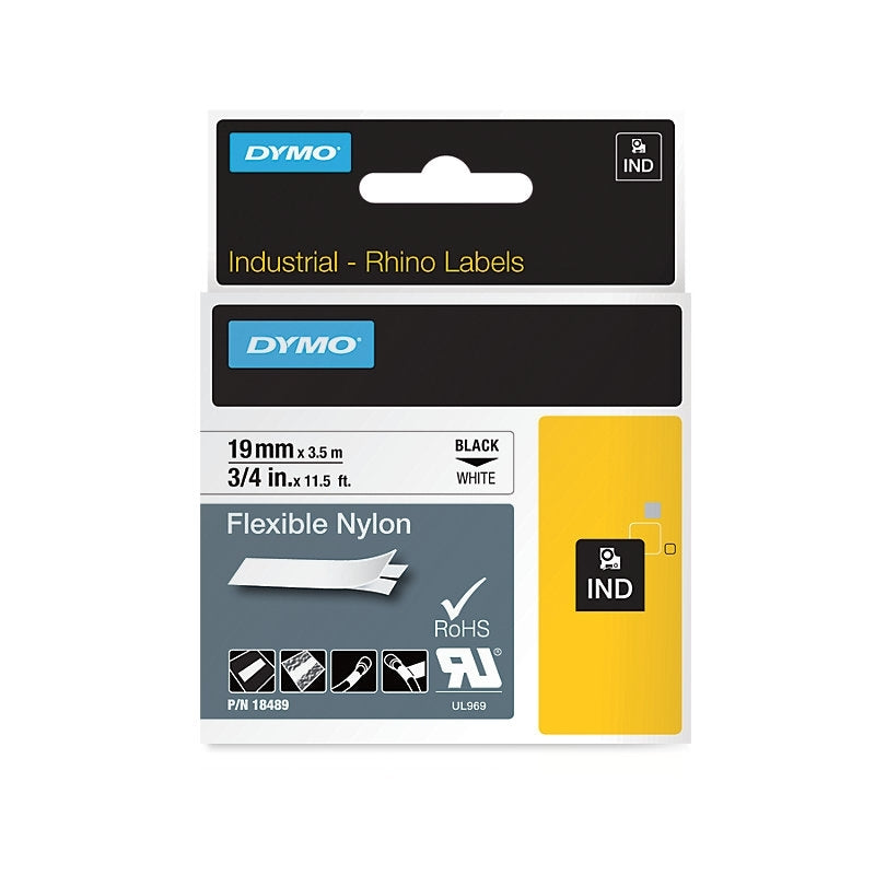 Dymo Rhino Ny Lbl 19mm Blk/Wht