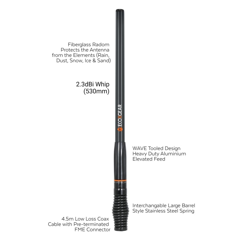 ATRD230 Heavy Duty Radome 2.3dBi UHF Antenna - Barrel Spring