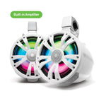 ECOXGEAR ETBB08 2-Pack White 8 Inch Marine Amplified Speakers + 2 Battery Pack