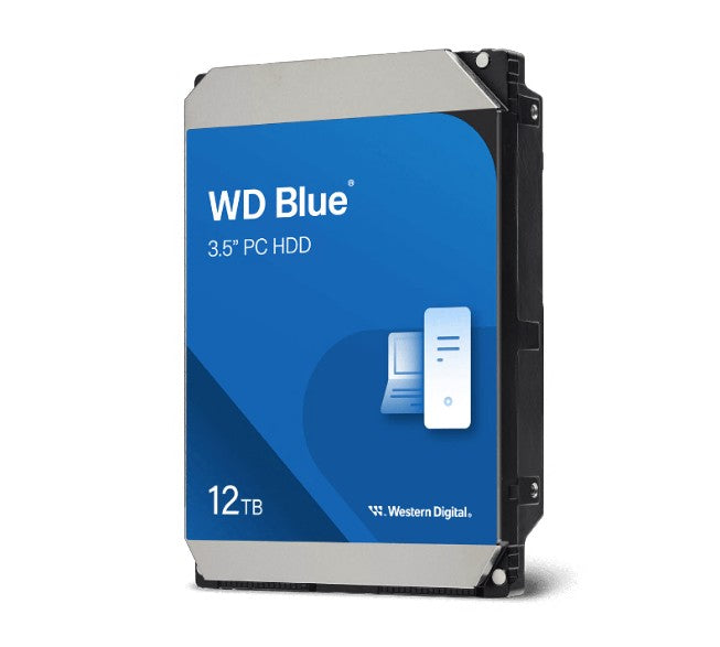Western Digital WD Blue PC Desktop Hard Drive - 12TB, 3.5', SATA, up to 260MB/s, 7200 RPM, CMR, 512MB, 2Y Warranty