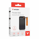 Verbatim 1TB Pocket SSD USB 3.2 Gen 2 1TB Black Orange Convenient Keyring cable holder. Compact, Rugged. Ultra Lightweight Performance 58g Portable B
