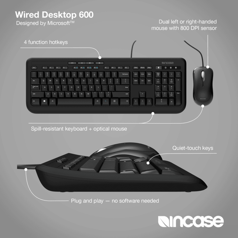 Incase Wired Desktop 600 BK