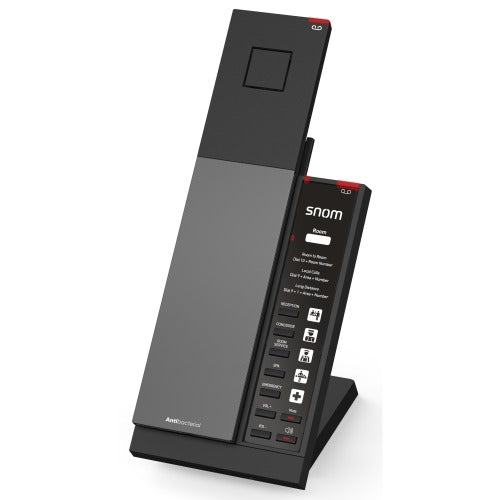 Snom HD341A – Analogue Cordless Guest Room Phone, wireless DECT handset, five speed‑dial keys, antibacterial housing, customisable back cover