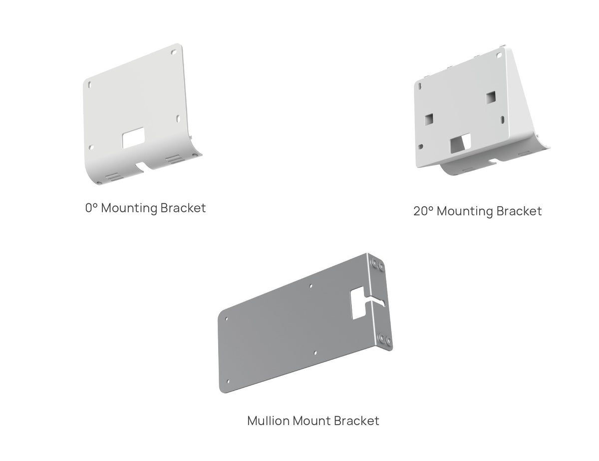 Yealink RoomPanel Plus Mount Kits, Device Compatibility  RoomPanel Plus, 0° Mounting Bracket, 20° Mounting Bracket, Mullion Mount Bracket