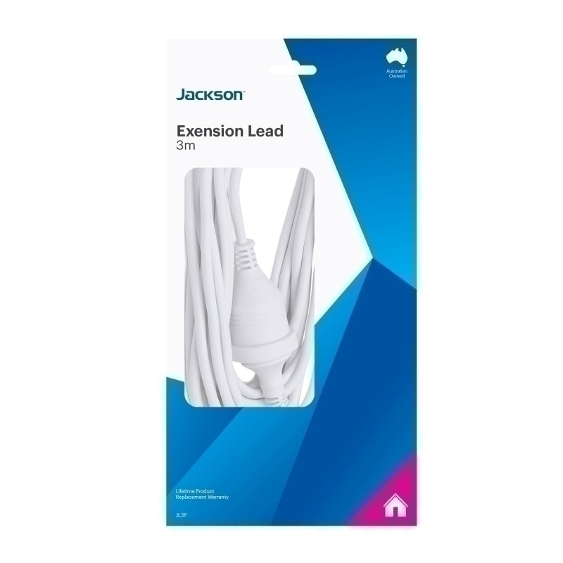 Jackson 3 Metre Extension Lead - White - Soundz Store AUSTRALIA