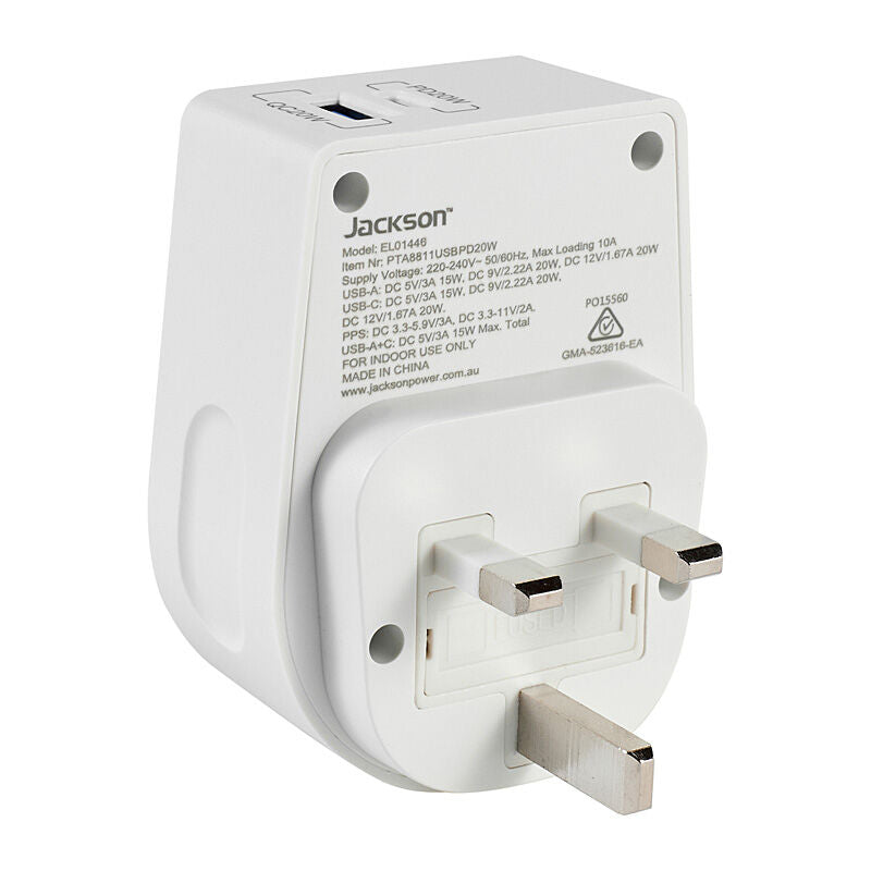 Jackson PTA8811USBPD20W - O/B UK HK Travel Adapter