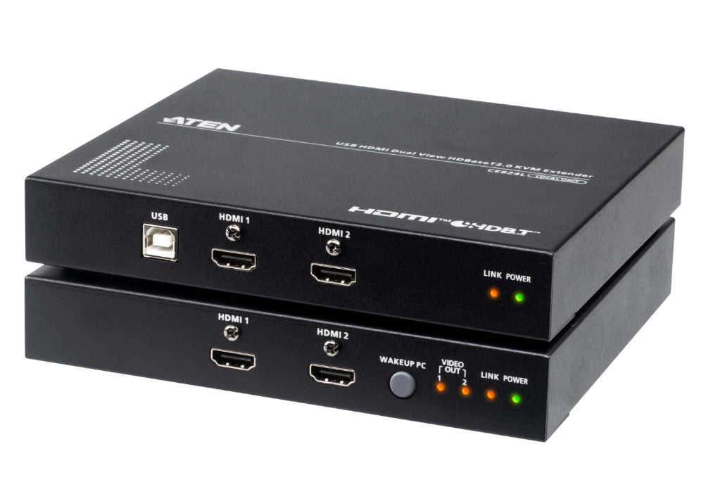 ATEN USB HDMI Dual View HDBaseT™ 2.0 KVM Extender (4K@100m for Single View), 1x CE824L and 1x CE824R