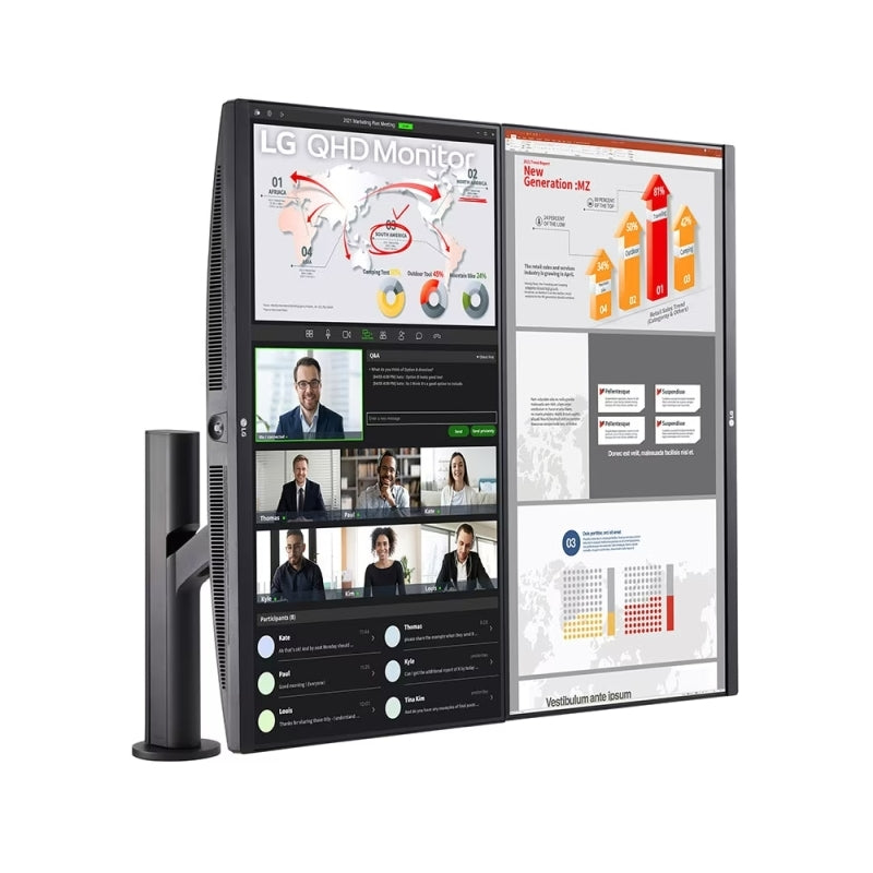 LG 27'' 27QP88DBS QHD IPS Ergo Dual Monitor - 2560x1440 (16:9) / 5ms / 75Hz / VESA