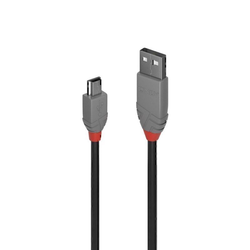 Lindy 0.2m USB-A 2.0 to Mini-B Cable - Anthra Line - Soundz Store AUSTRALIA