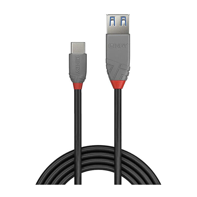 Lindy 0.15m USB 3.2 Type C to A Adapter Cable 10Gbps Anthra Line