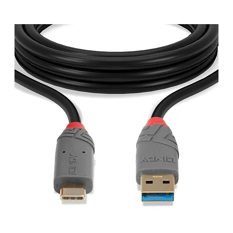 Lindy 0.5m USB 3.2 Type A to C Cable, 10Gbps, 5A, PD, Anthra Line
