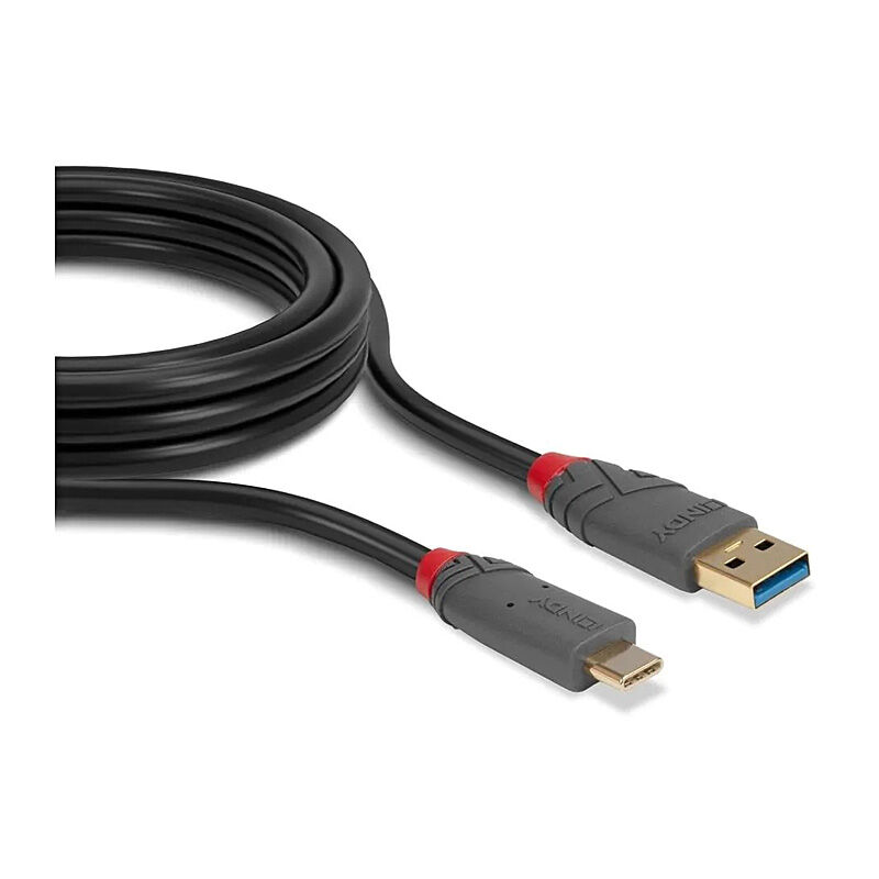 Lindy 0.5m USB 3.2 Type A to C Cable, 10Gbps, 5A, PD, Anthra Line